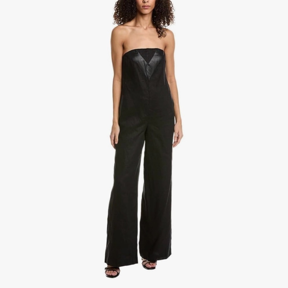 NWT STAUD- Zelie Linen Strapless Jumpsuit. Size 8